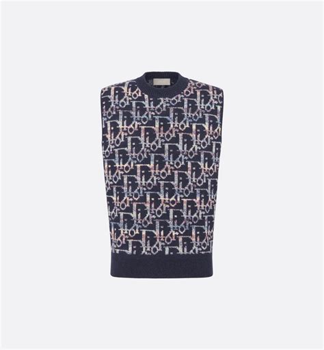 dior vest 2020|Dior Oblique Sweater Vest Blue Virgin Wool Jacquard .